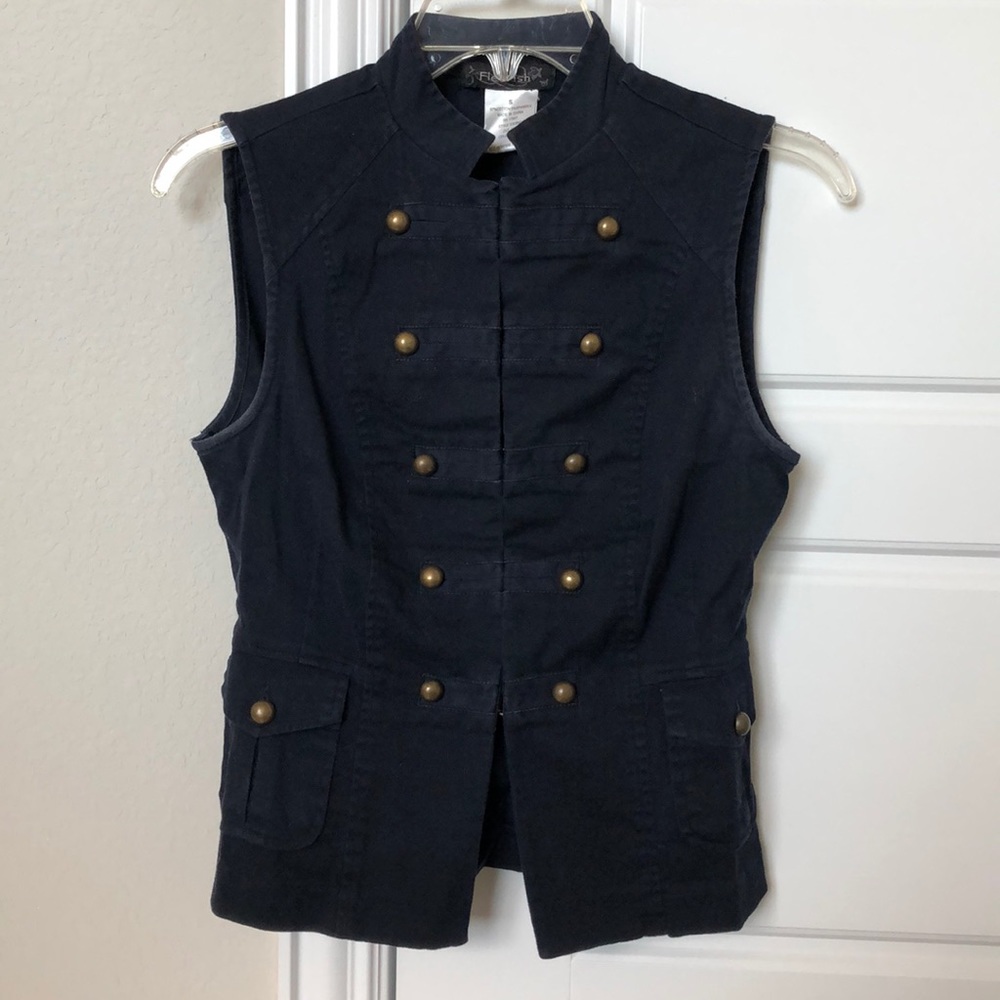 Navy blue sleeveless vest